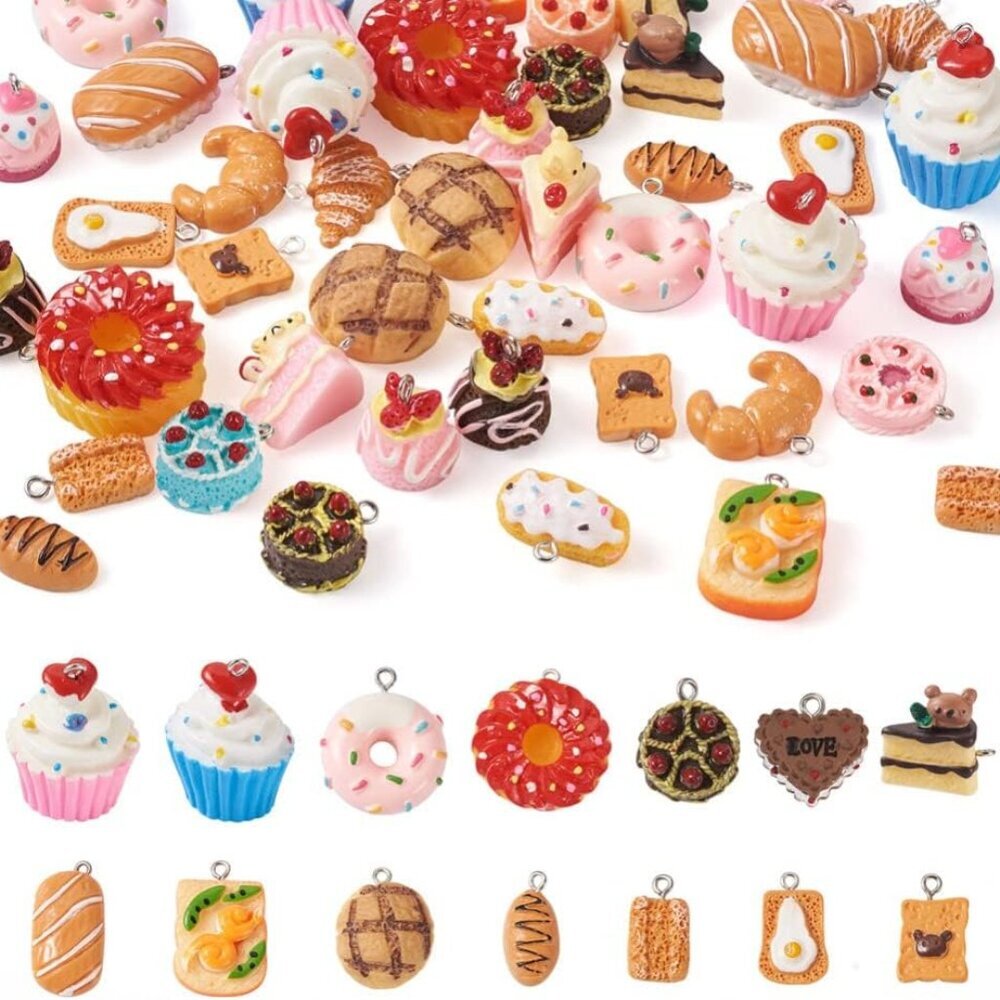 Cup Cake Resin Pendants Lovely Food Sweet Dessert Dangle Charms Links Hanging Or